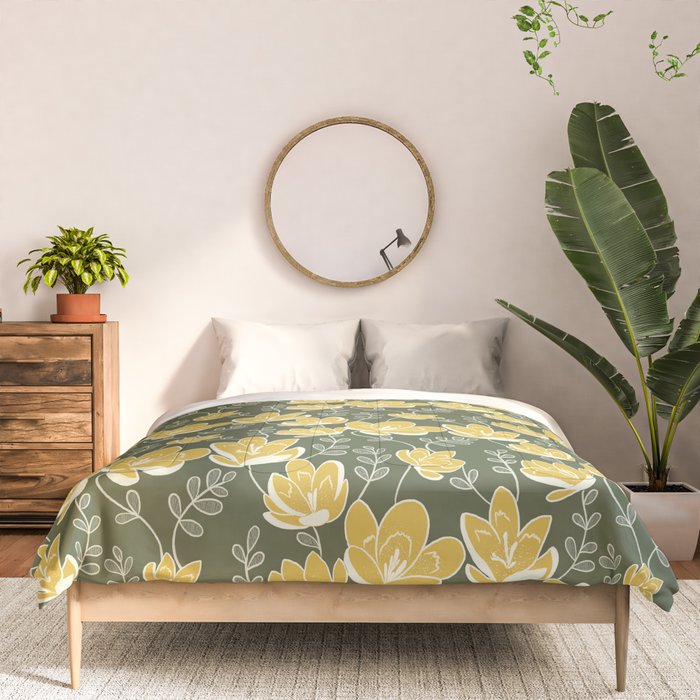 Gold on Green Blooms Comforter Gallery Image 3