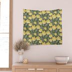 Gold on Green Blooms Wall Tapestry Gallery Image 2