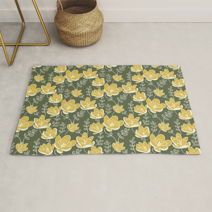 Gold on Green Blooms Rug Gallery Image 1