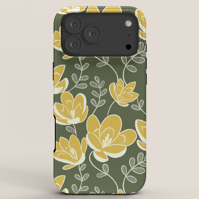 Gold on Green Blooms iPhone Case Gallery Image 8