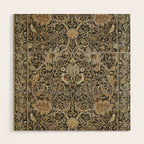William Morris Bullerswood Charcoal Mustard Vintage Pattern Wood Wall Art Gallery Image 1