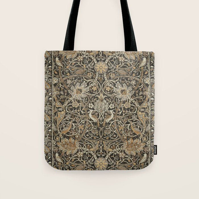 William Morris Bullerswood Charcoal Mustard Vintage Pattern Tote Bag Gallery Image 1
