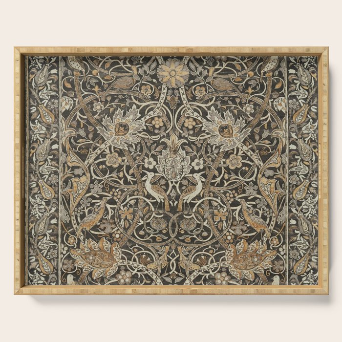 William Morris Bullerswood Charcoal Mustard Vintage Pattern Serving Tray Gallery Image 1