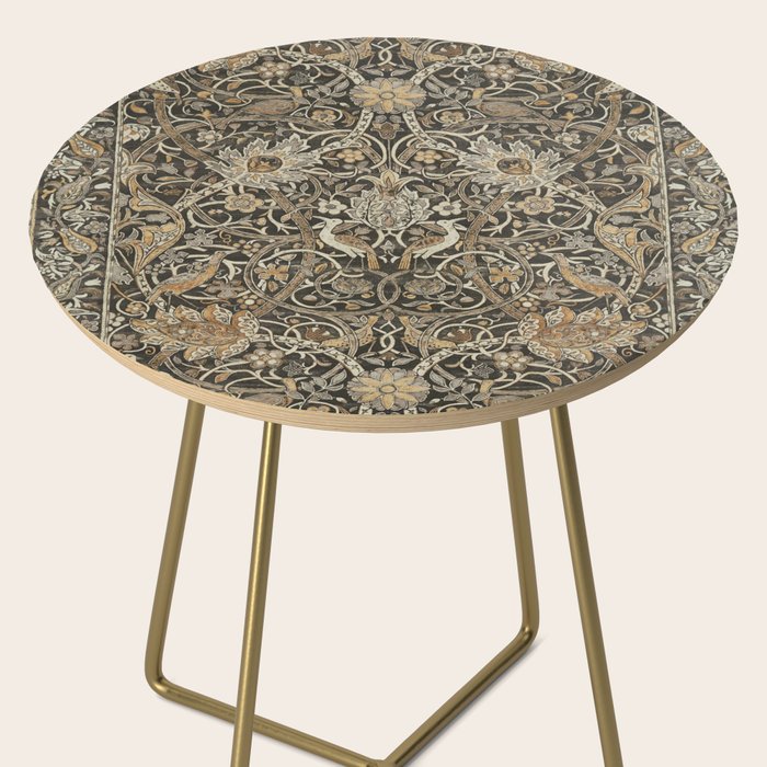 William Morris Bullerswood Charcoal Mustard Vintage Pattern Side Table Gallery Image 2