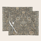 William Morris Bullerswood Charcoal Mustard Vintage Pattern Placemat Gallery Image 1