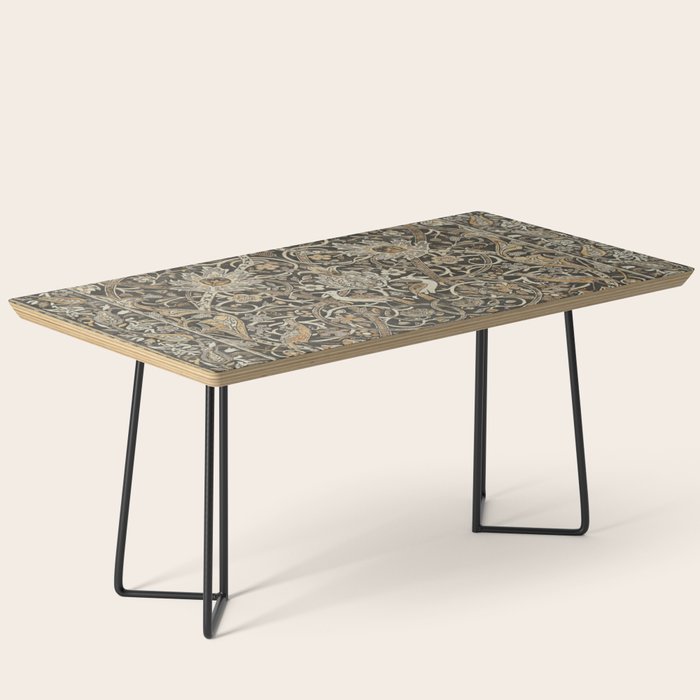 William Morris Bullerswood Charcoal Mustard Vintage Pattern Coffee Table Gallery Image 1