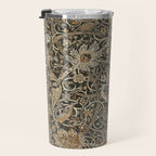 William Morris Bullerswood Charcoal Mustard Vintage Pattern Travel Mug Gallery Image 3