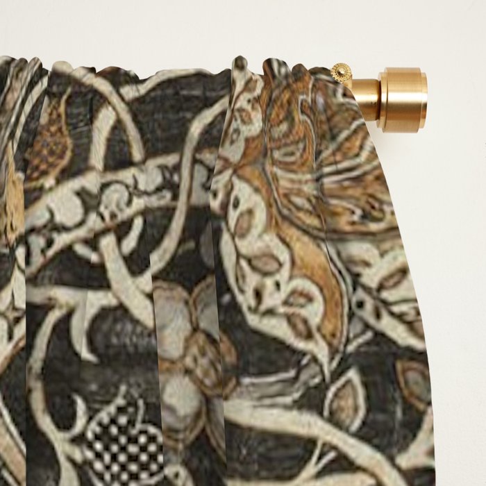 William Morris Bullerswood Charcoal Mustard Vintage Pattern Window Curtain Gallery Image 2