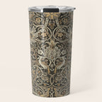 William Morris Bullerswood Charcoal Mustard Vintage Pattern Travel Mug Gallery Image 1