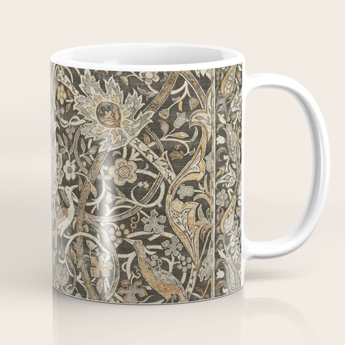 William Morris Bullerswood Charcoal Mustard Vintage Pattern Coffee Mug Gallery Image 1