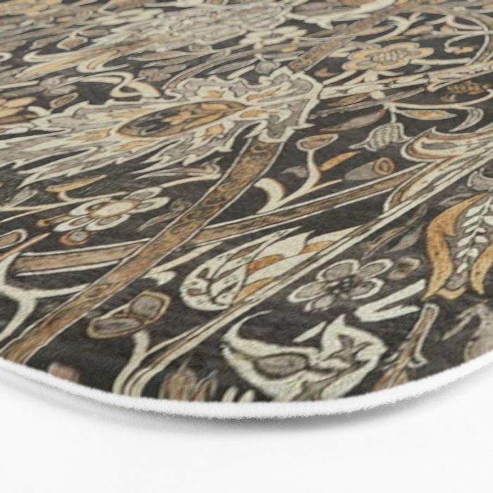 William Morris Bullerswood Charcoal Mustard Vintage Pattern Bath Mat Gallery Image 3