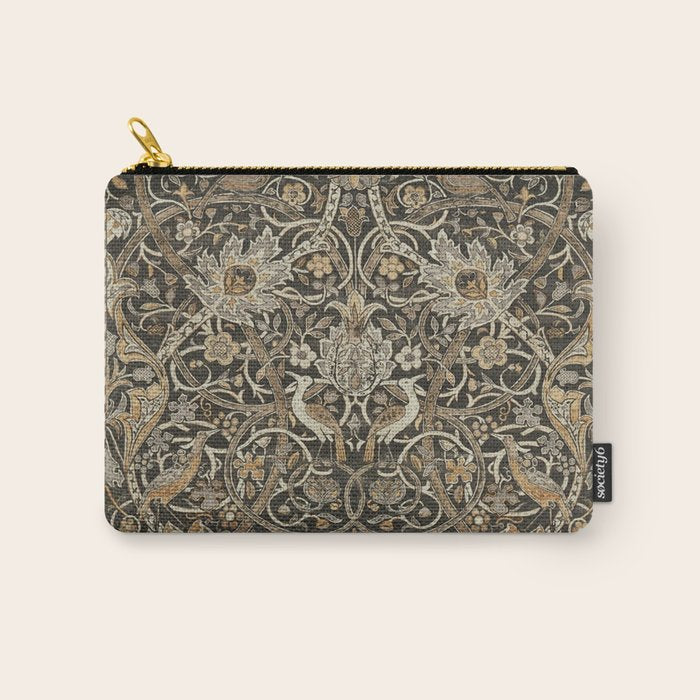 William Morris Bullerswood Charcoal Mustard Vintage Pattern Carry All Pouch Gallery Image 1