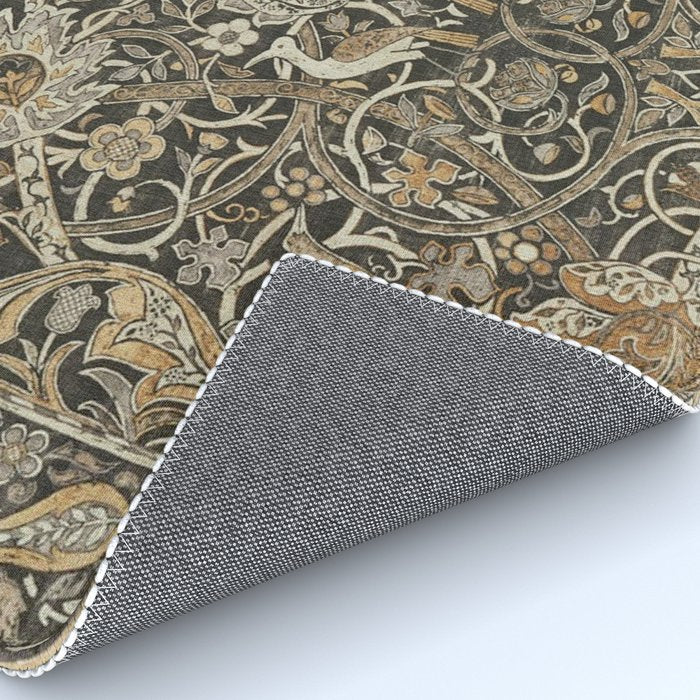 William Morris Bullerswood Charcoal Mustard Vintage Pattern Rug Gallery Image 4