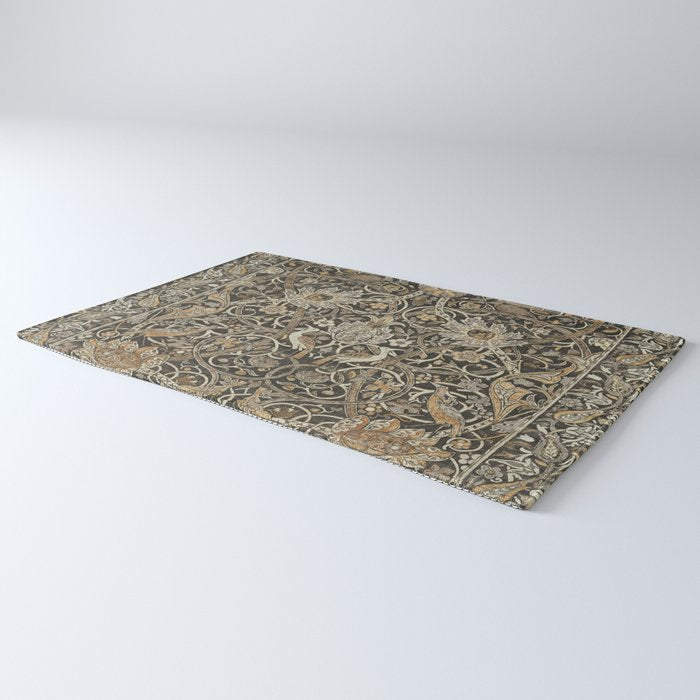 William Morris Bullerswood Charcoal Mustard Vintage Pattern Rug Gallery Image 3