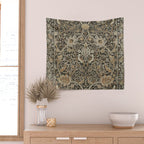 William Morris Bullerswood Charcoal Mustard Vintage Pattern Wall Tapestry Gallery Image 2