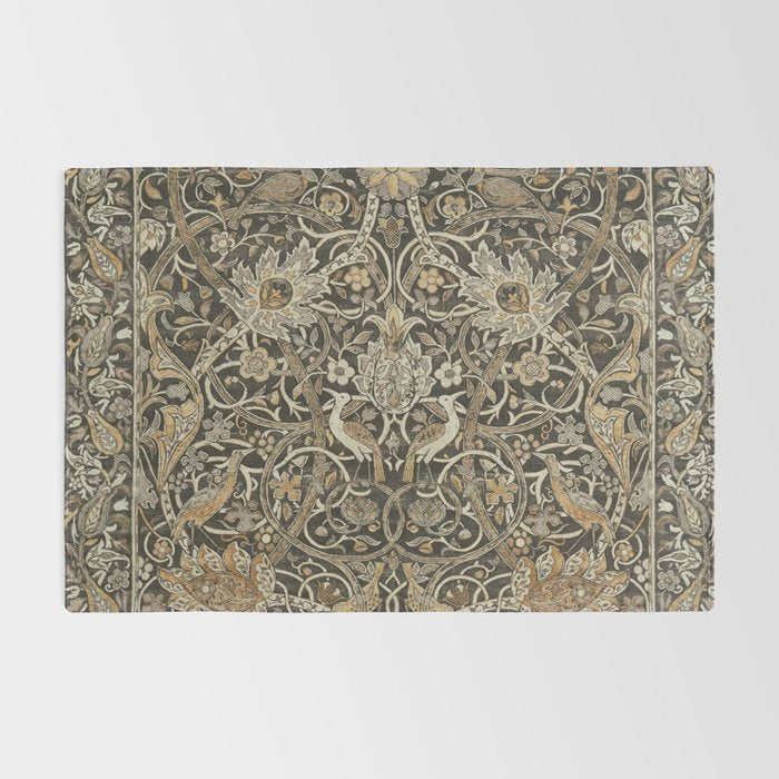 William Morris Bullerswood Charcoal Mustard Vintage Pattern Rug Gallery Image 2