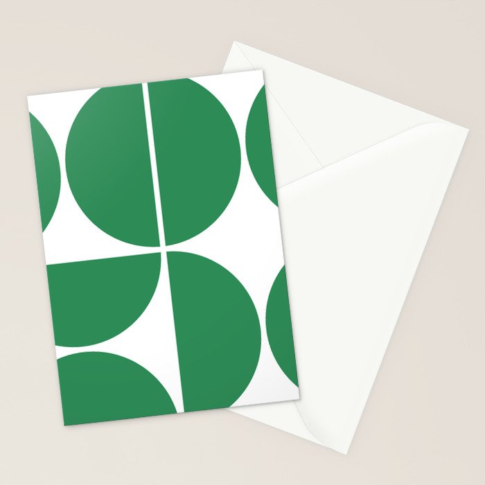 Mid Century Modern Green Square Stationery Card Gallery Image 2