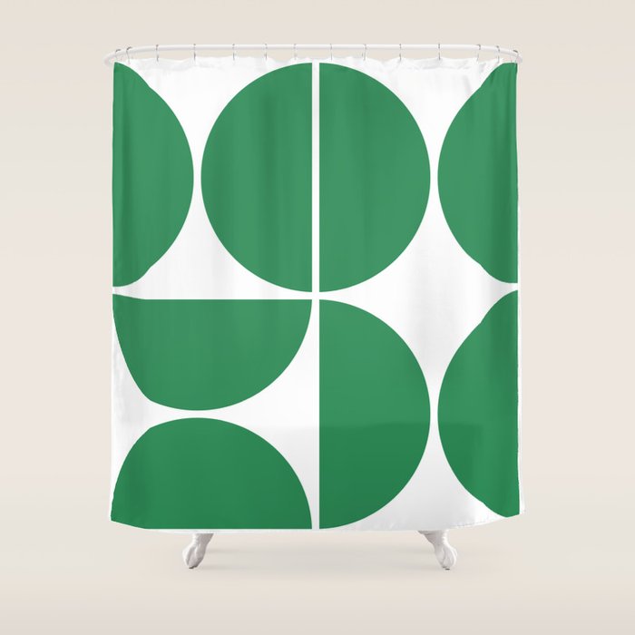 Mid Century Modern Green Square Shower Curtain Gallery Image 1