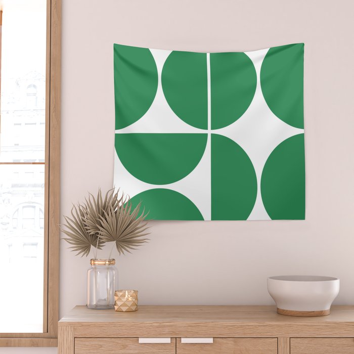 Mid Century Modern Green Square Wall Tapestry Gallery Image 2