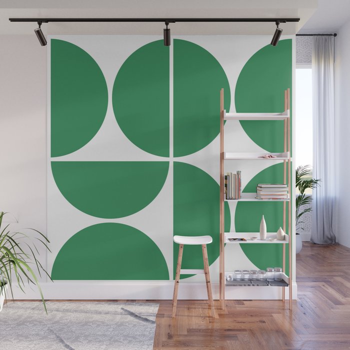 Mid Century Modern Green Square Wall Mural Gallery Image 1
