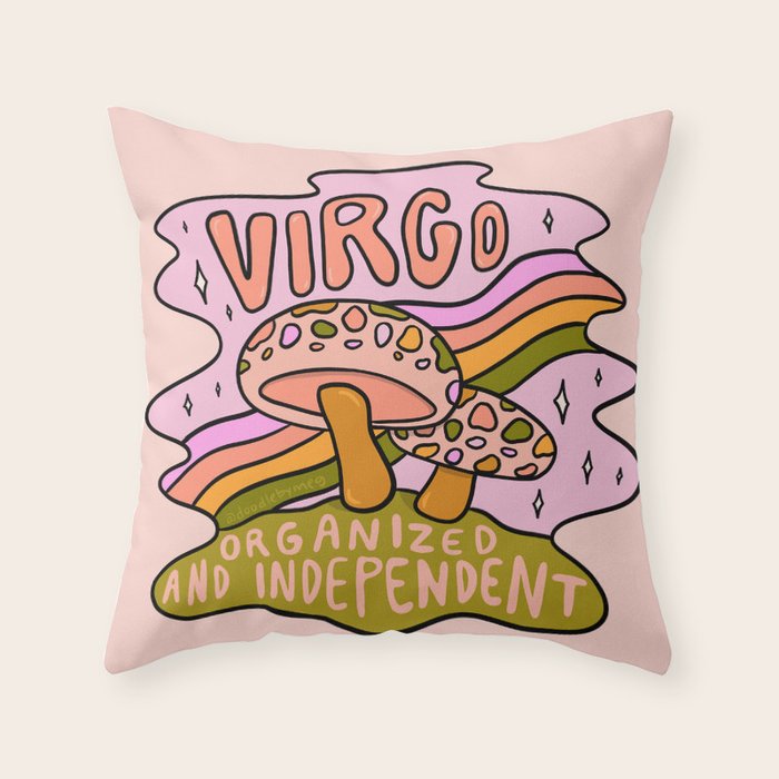 Virgo Mushroom Throw Pillow Gallery Image 6