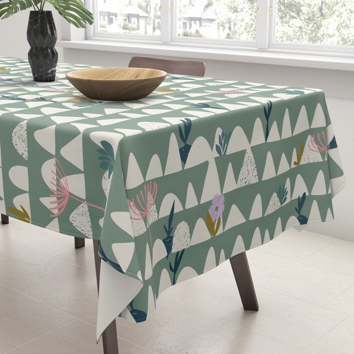 Farmland pattern sage green Tablecloth Gallery Image 3