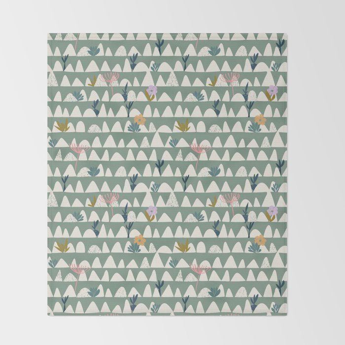Farmland pattern sage green Throw Blanket Gallery Image 2