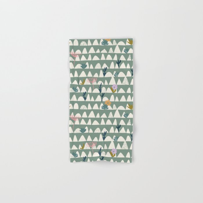Farmland pattern sage green Bath Towel Gallery Image 1