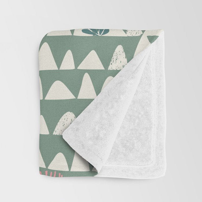 Farmland pattern sage green Throw Blanket Gallery Image 3