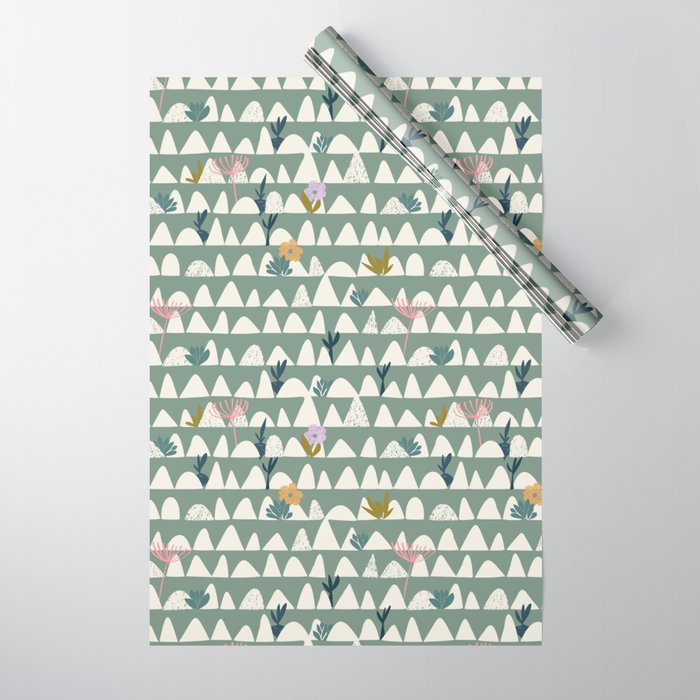 Farmland pattern sage green Wrapping Paper Gallery Image 1