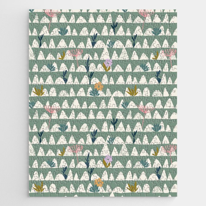 Farmland pattern sage green Jigsaw Puzzle Gallery Image 1