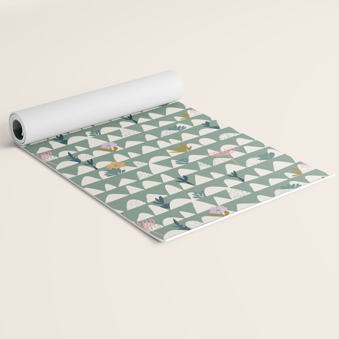 Farmland pattern sage green Yoga Mat Gallery Image 2