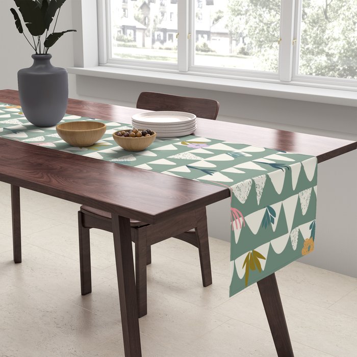 Farmland pattern sage green Table Runner Gallery Image 2
