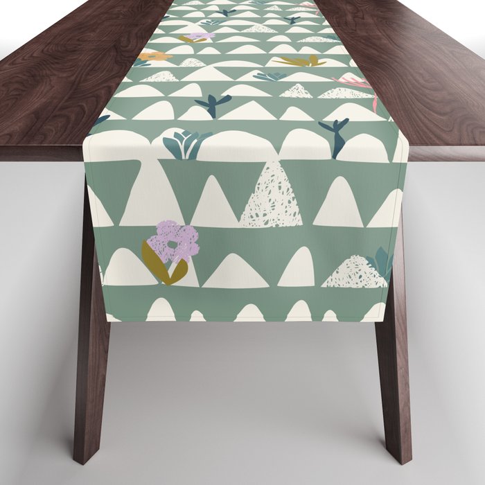 Farmland pattern sage green Table Runner Gallery Image 1