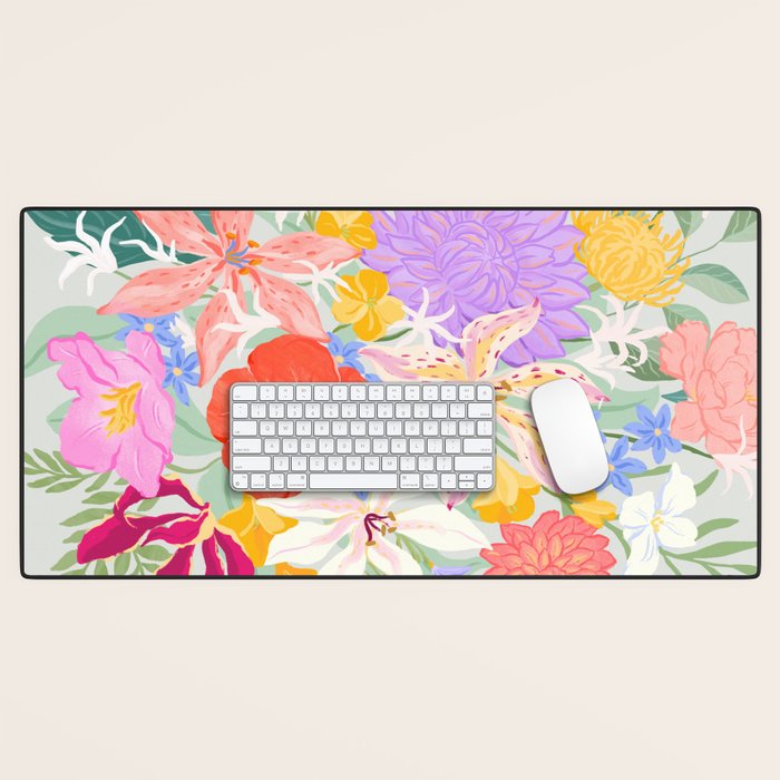 Vivid Exotic Flowers  Desk Mat Gallery Image 1