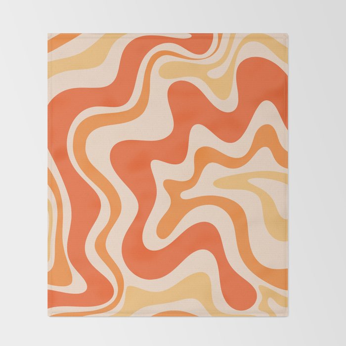 Tangerine Liquid Swirl Retro Abstract Pattern Throw Blanket Gallery Image 2
