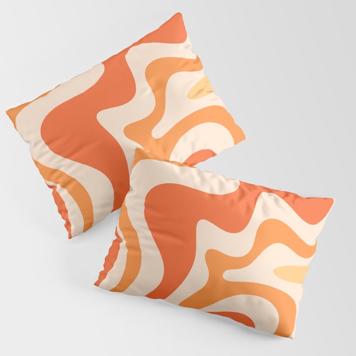 Tangerine Liquid Swirl Retro Abstract Pattern Pillow Sham Gallery Image 3