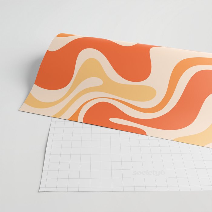 Tangerine Liquid Swirl Retro Abstract Pattern Wrapping Paper Gallery Image 2