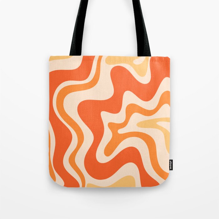 Tangerine Liquid Swirl Retro Abstract Pattern Tote Bag Gallery Image 1