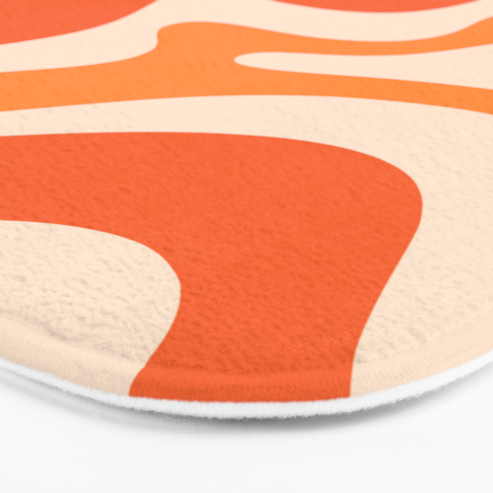 Tangerine Liquid Swirl Retro Abstract Pattern Bath Mat Gallery Image 3
