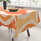 Tangerine Liquid Swirl Retro Abstract Pattern Tablecloth Gallery Image 3