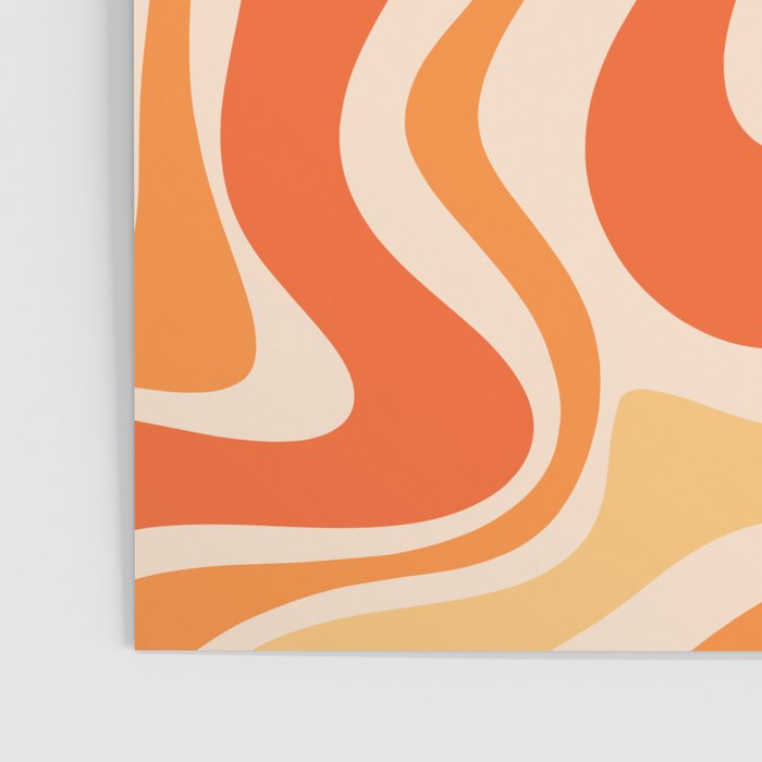 Tangerine Liquid Swirl Retro Abstract Pattern Poster Gallery Image 3