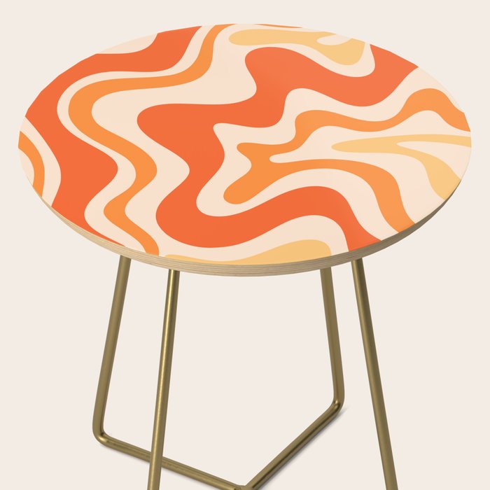 Tangerine Liquid Swirl Retro Abstract Pattern Side Table Gallery Image 2