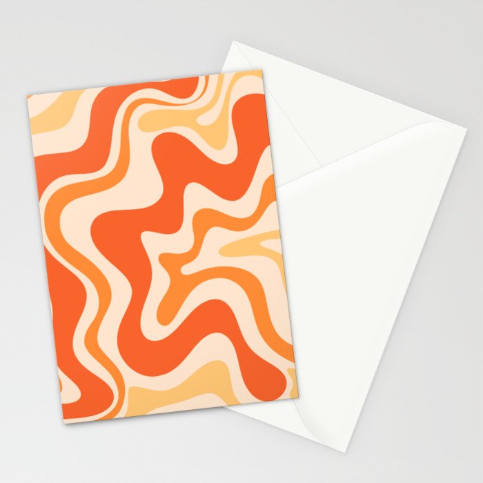 Tangerine Liquid Swirl Retro Abstract Pattern Stationery Card Gallery Image 2
