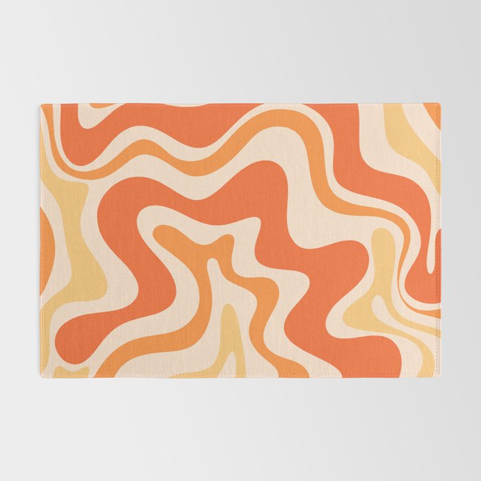 Tangerine Liquid Swirl Retro Abstract Pattern Rug Gallery Image 2
