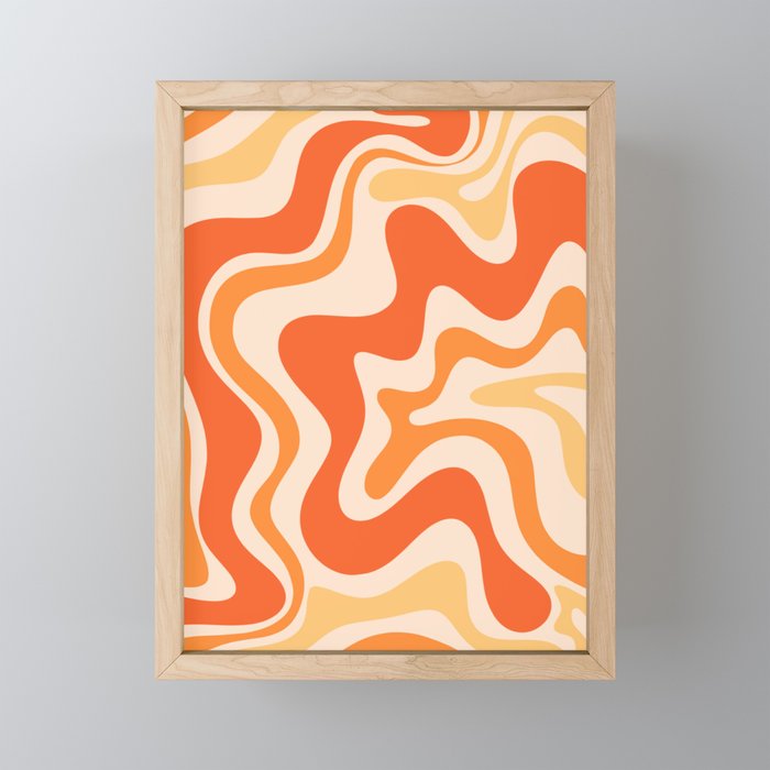 Tangerine Liquid Swirl Retro Abstract Pattern Mini Art Print Gallery Image 1