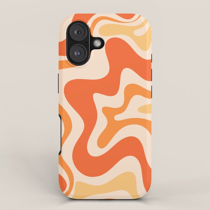 Tangerine Liquid Swirl Retro Abstract Pattern iPhone Case Gallery Image 1