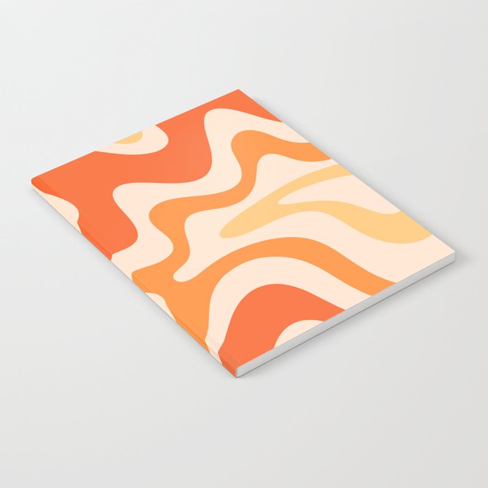 Tangerine Liquid Swirl Retro Abstract Pattern Notebook Gallery Image 1