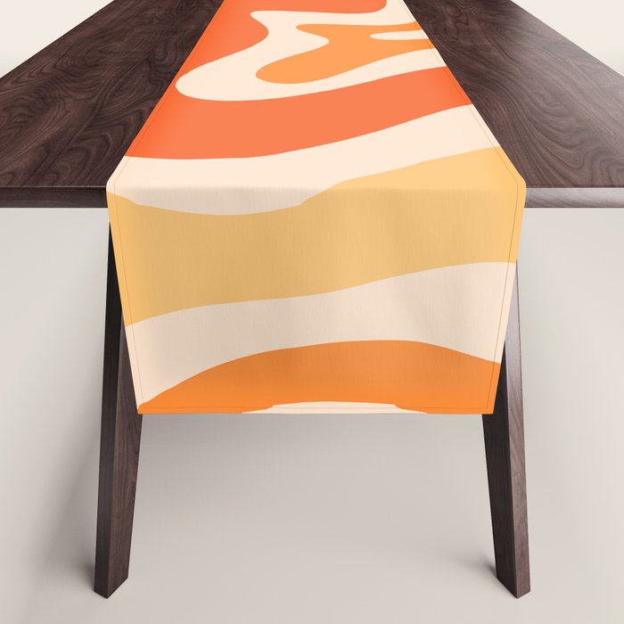 Tangerine Liquid Swirl Retro Abstract Pattern Table Runner Gallery Image 1