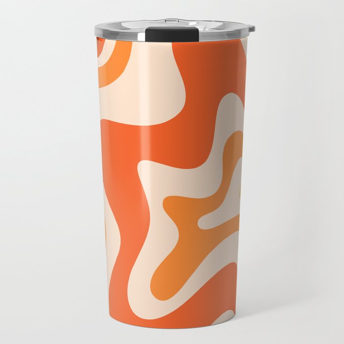 Tangerine Liquid Swirl Retro Abstract Pattern Travel Mug Gallery Image 1